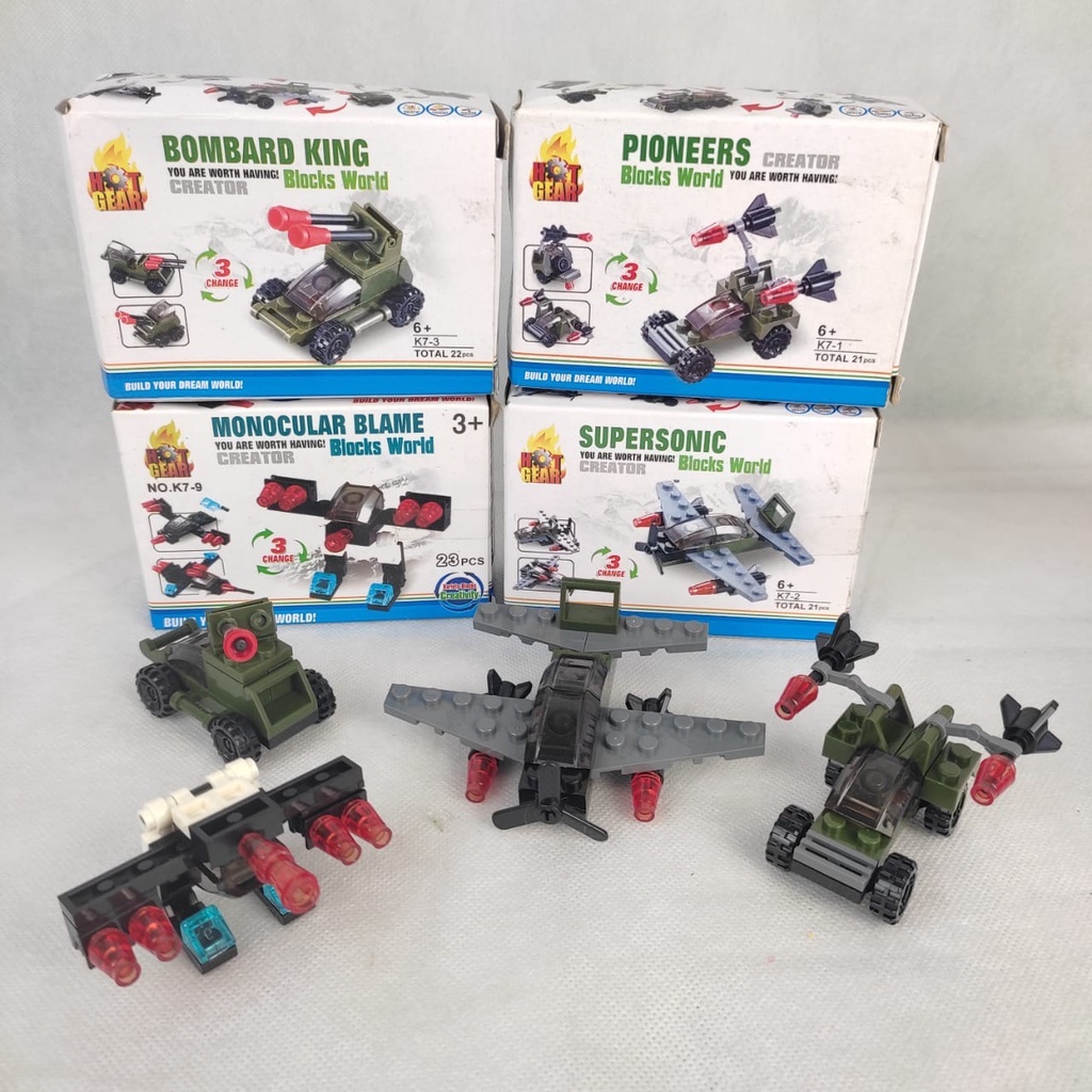 MILITARY BRICKS - MAINAN LEGO SUSUN MOBIL MILITER HOT GEAR