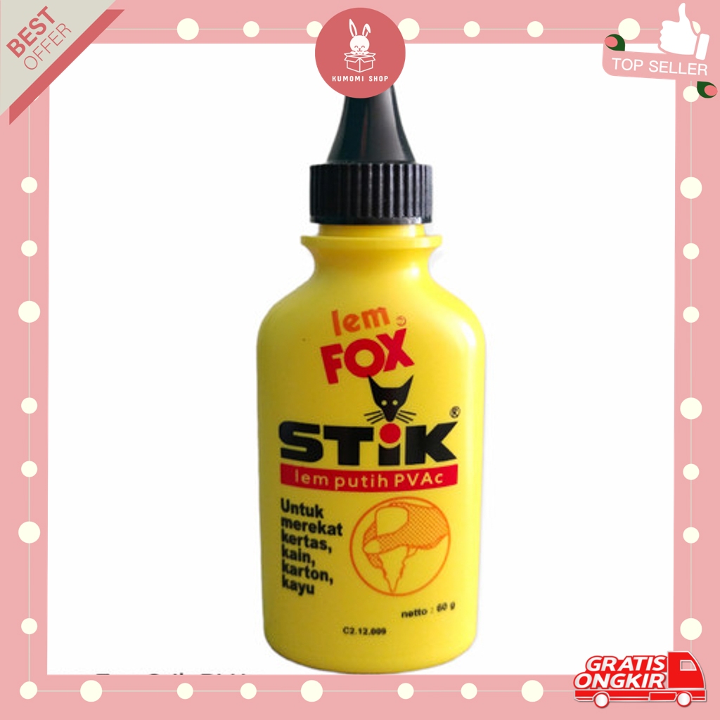 

KUMOMI - Lem Fox STIK PVAC 60gr gram / Lem Kayu / Lem Kain / Lem Styrofoam / Perlengkapan Sekolah