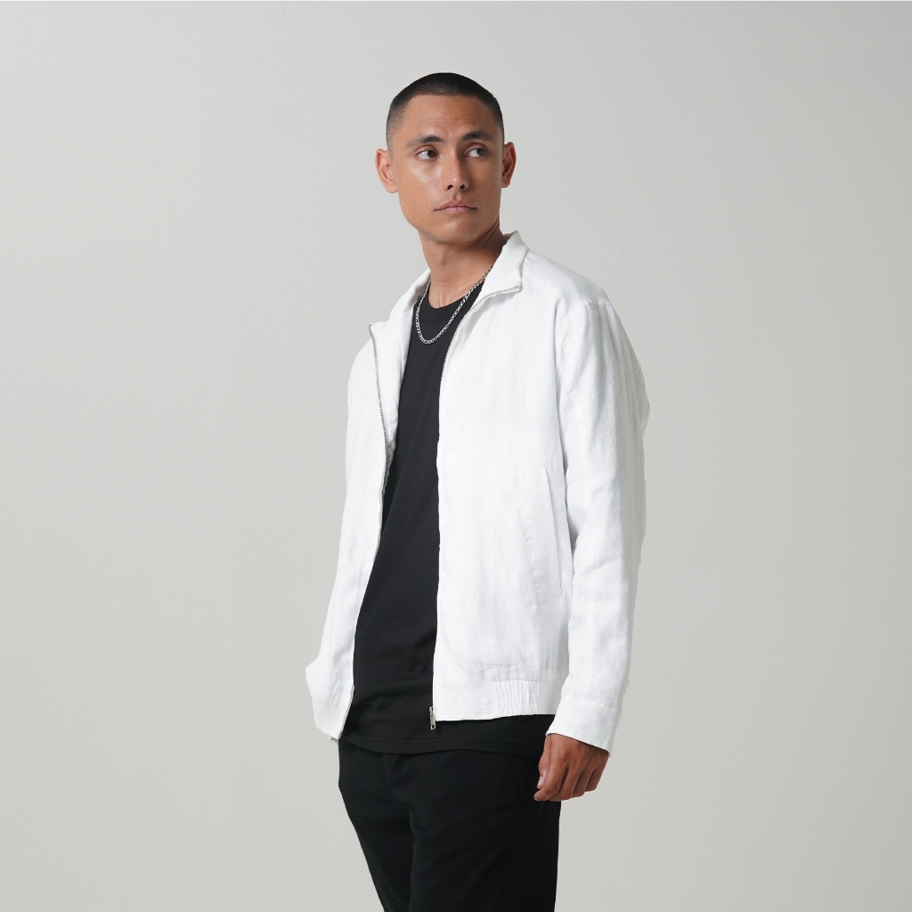CELCIUS Linen Bomber Jacket I31000191C Putih