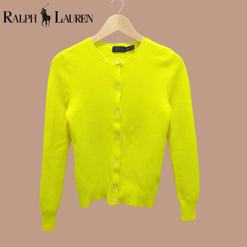 Polo Ralph Lauren Neon Yellow Wool Cashmere Cardigan