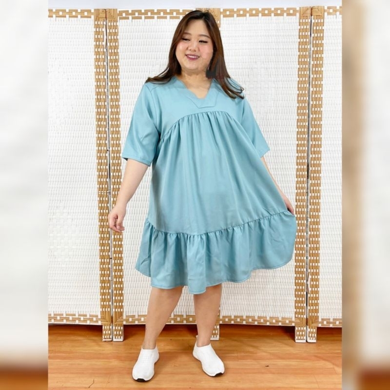 Daster Keyla Super Jumbo Ld130 Rayon | Dress Kekinian Ruffle Rampel Susun Viral Home Dress Daily Wea