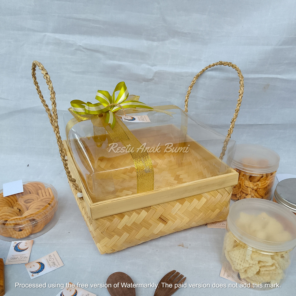 

(Ramadhan Series) Besek Mika Tinggi (BMT) 15cm - 30cm Pita dengan tali l wadah seserahan l kotak hantaran nikahan l hampers BMT 15cm-18cm-20cm-22cm-25cm-30cm l box mika l bok hantaran bambu l wadah jenang unik l tempat wajik l kemasan hantaran nikahan