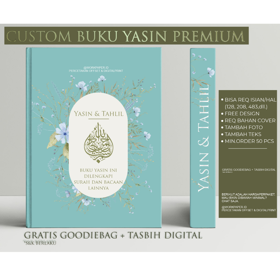 CUSTOM BUKU YASIN PREMIUM HARDCOVER TEBAL
