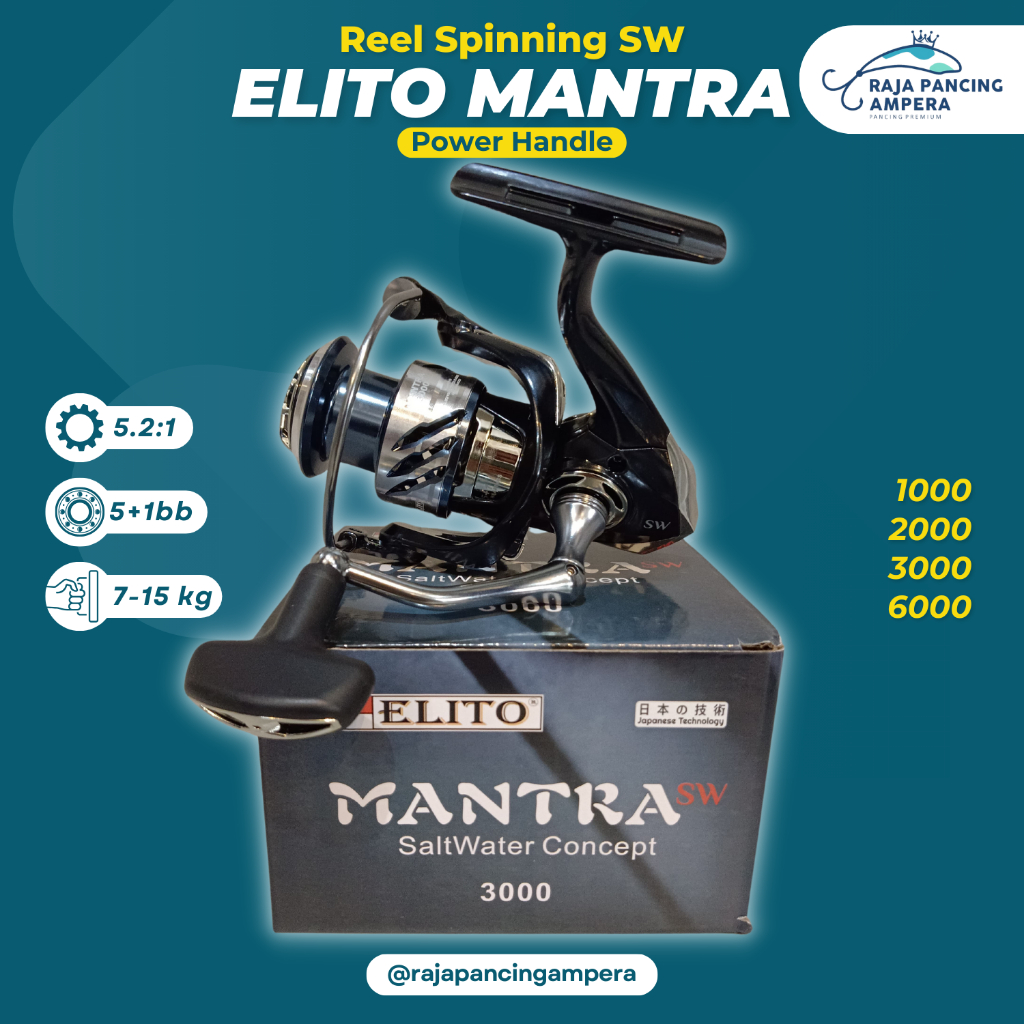 Reel Spinning Elito Mantra SW Kerekan Pancing Salt Water untuk mancing di Laut Power Handle anti kar
