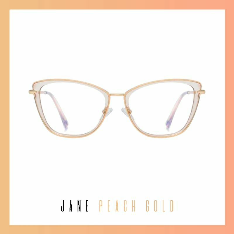 Frame Kacamata fashion Wanita cat eye Peach Gold Jane