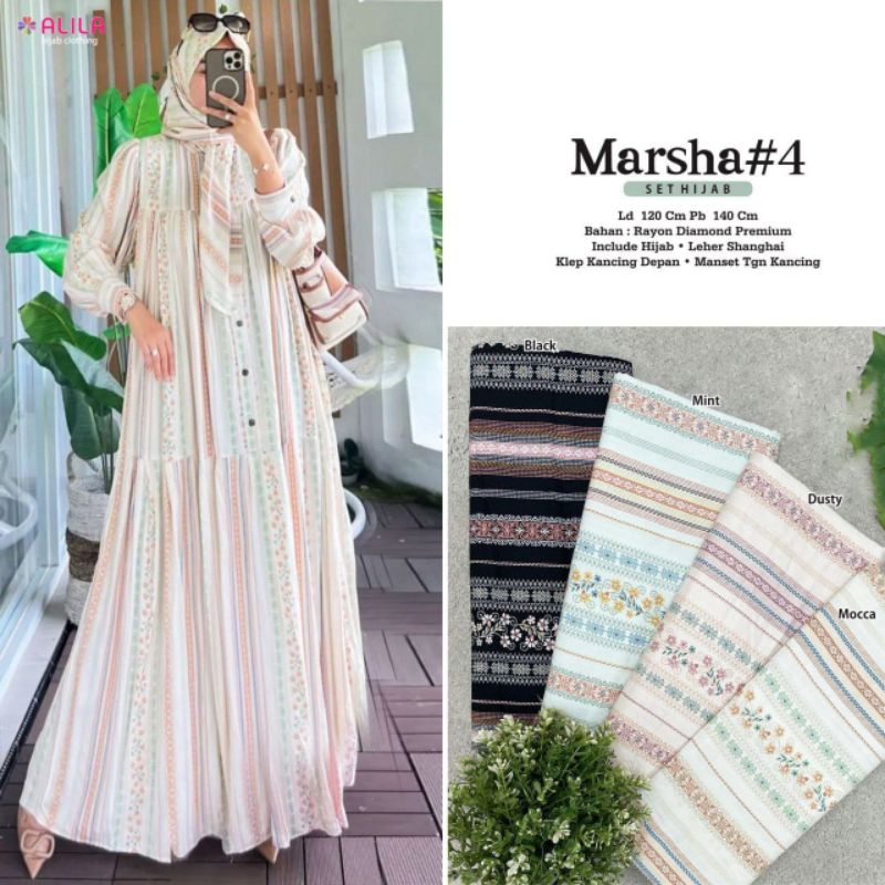 MARSHA #4 DRESS MAXI SET HIJAB JUMBO LD 120 RAYON PREMIUM MOTIF BY ALILA