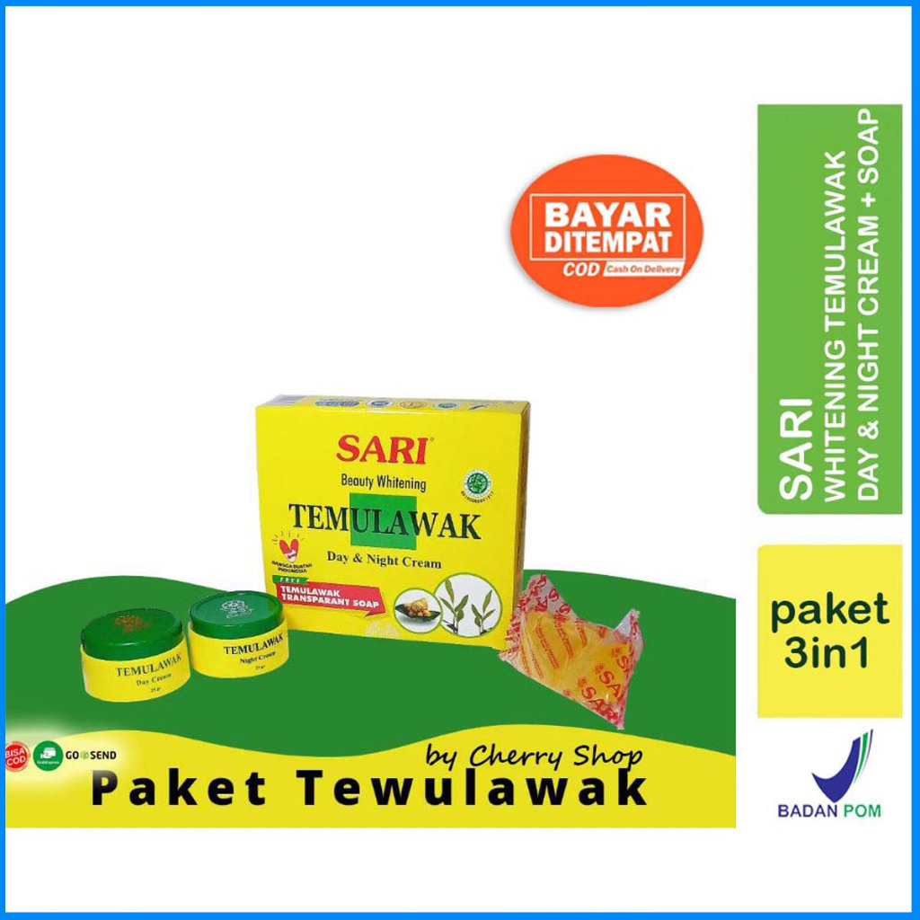 [PAKET 3IN1] [BPOM] [HALAL] Paket Cream Temulawak SARI | Day Cream | Night Cream | Facial Soap Sabun