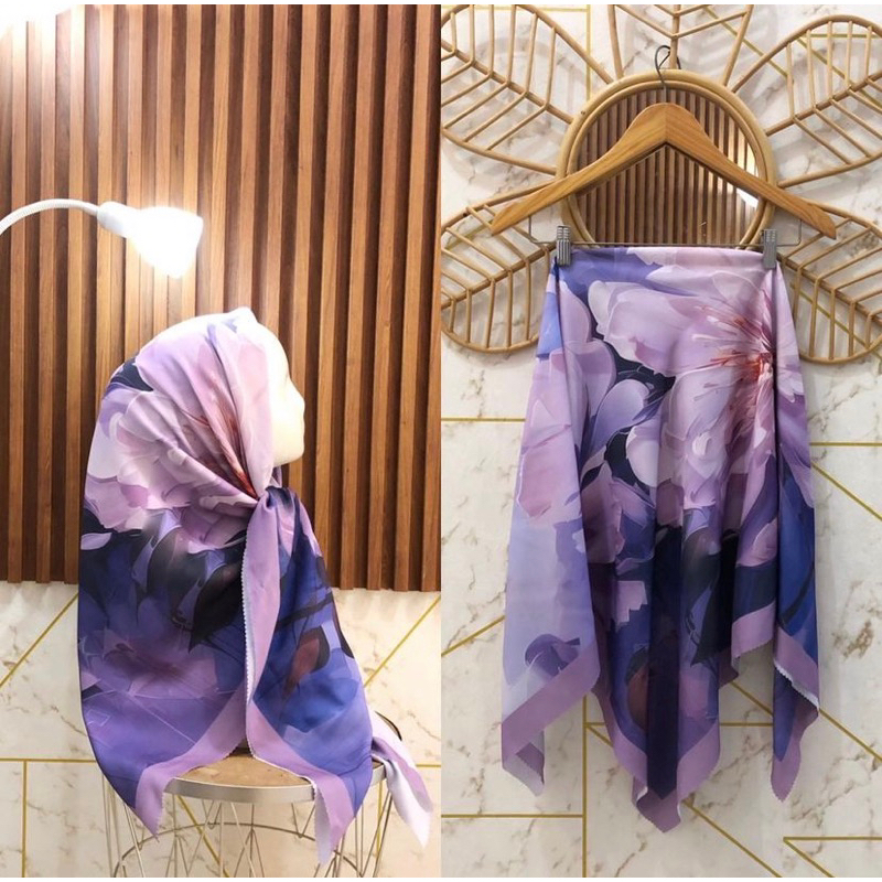 HIJAB VOAL MOTIF PREMIUM/ SEGI EMPAT MOTIF BUNGA TURKI