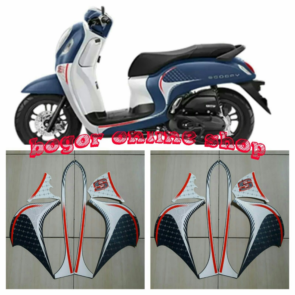 striping motor honda scoopy fashion 2023 matte blue