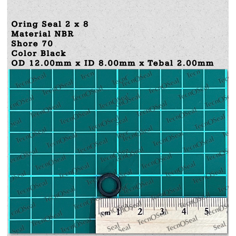 Oring seal metric size 2x8 NBR70 OD 12.00mm x ID 8.00mm x CS 2.00mm
