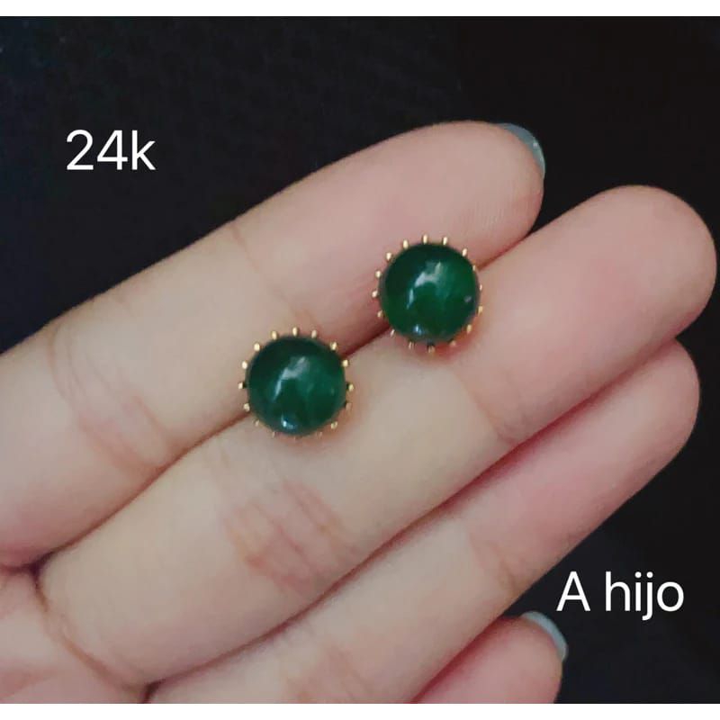 Promo Anting Tusuk Batu Giok lapis emas 24 karat 5 warna awet