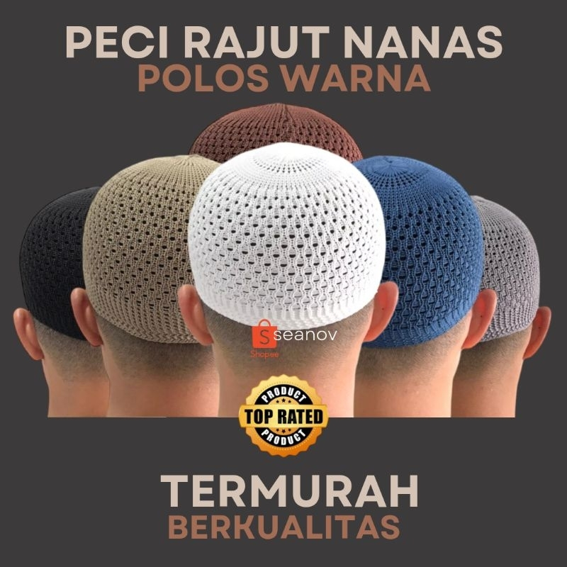 Peci kopeah Songkok Rajut - peci muslim baru Peci Rajut Eceran Motif Nanas Bahan Polyester Ukuran Al