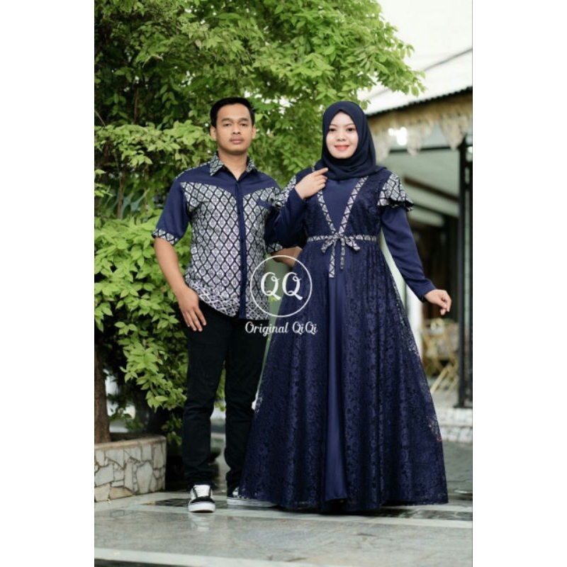 new coupel gamis batik kombinasi brokat