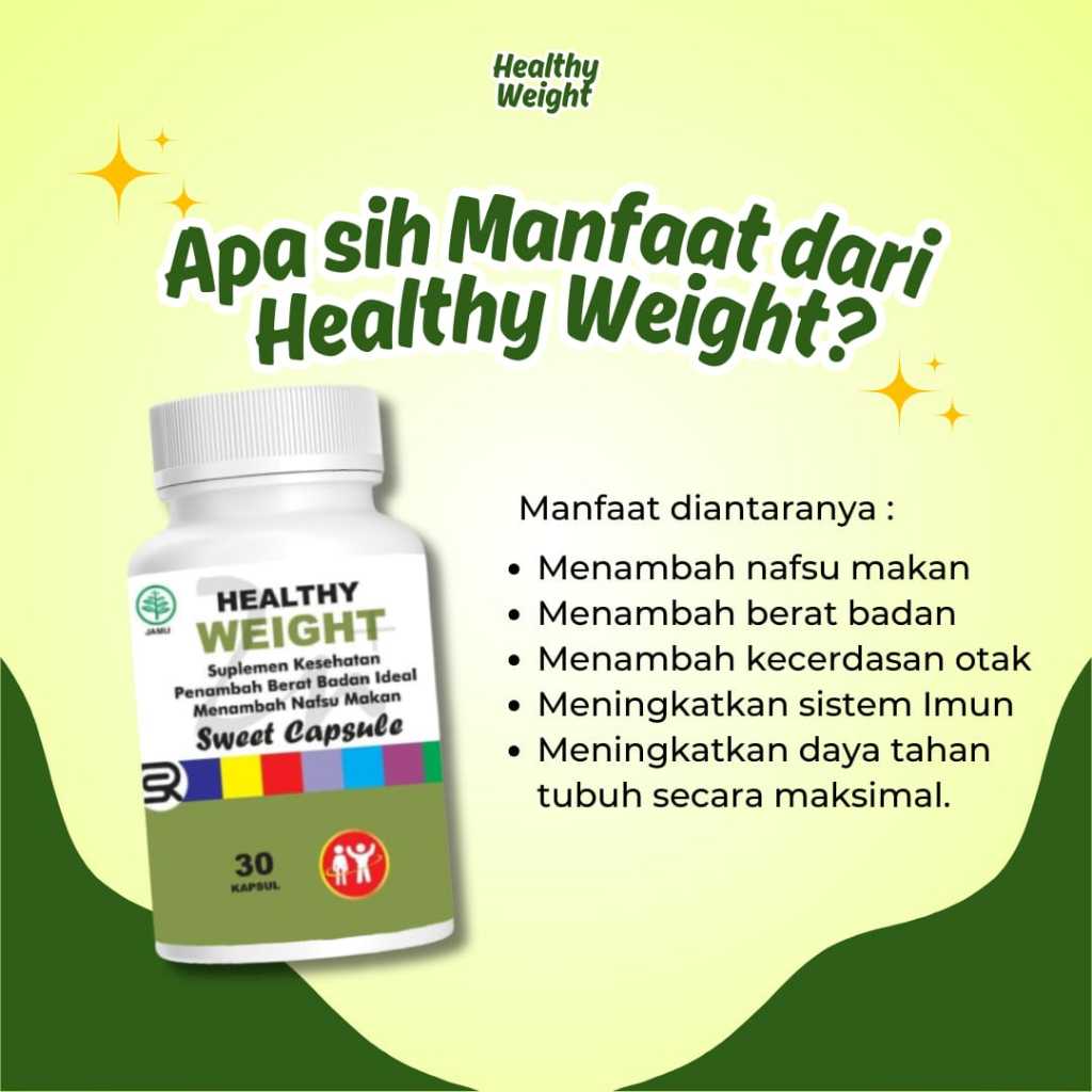 

Healthy weight penggemuk terlaris penambah berat badan cepat aman bahan alami susu gemuk 30 capsul