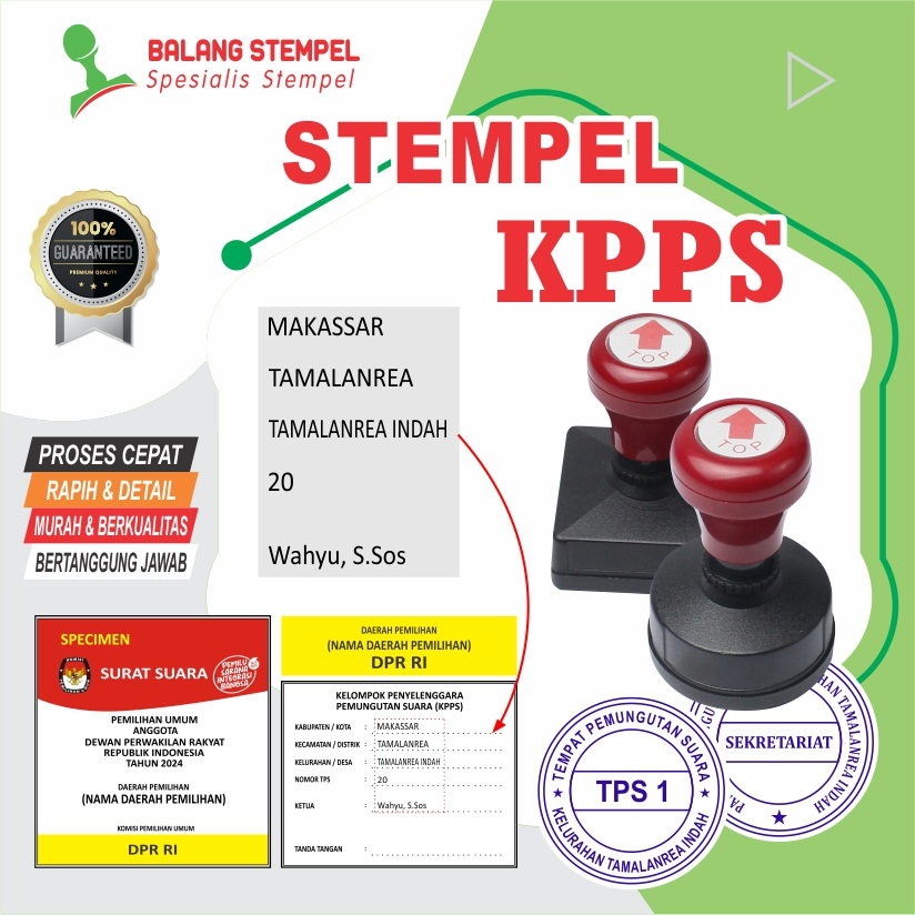 

Stempel KPPS Cap Kartu Suara Stampel TPS PPS Pemungutan Suara Stamp Tanda Tangan