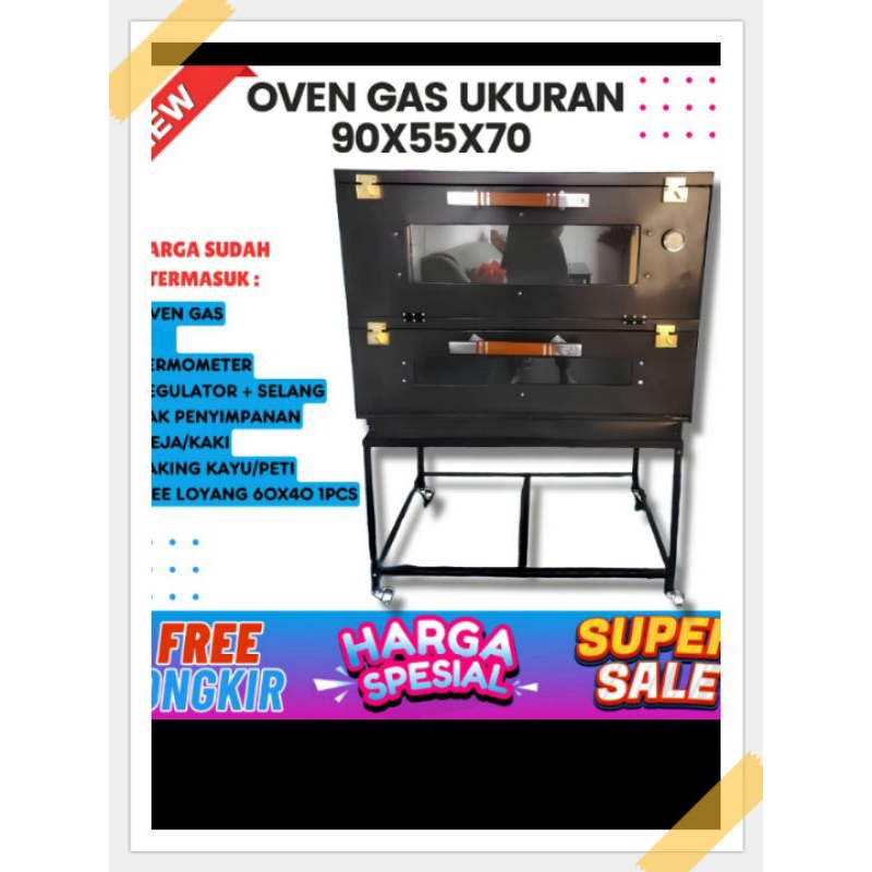 OVEN GAS UKURAN 90x55 bahan colour bound (BLACK) OVEN PEMBUAT KUE, OVEN BESAR