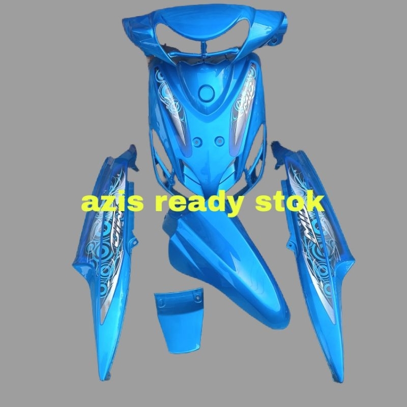 cover body full halus mio smile warna biru muda plus striping