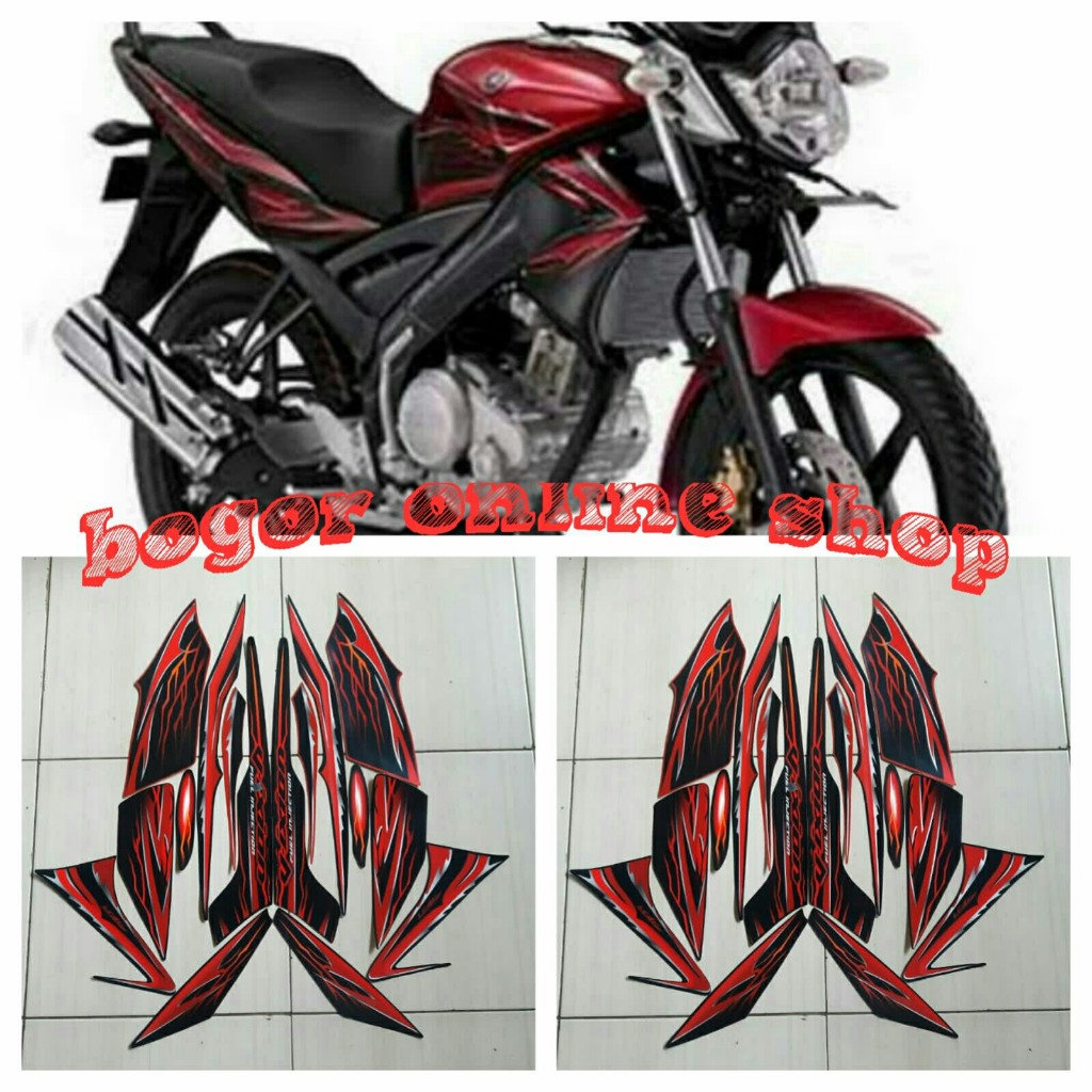 sticker striping motor vixion old 2010 hitam merah