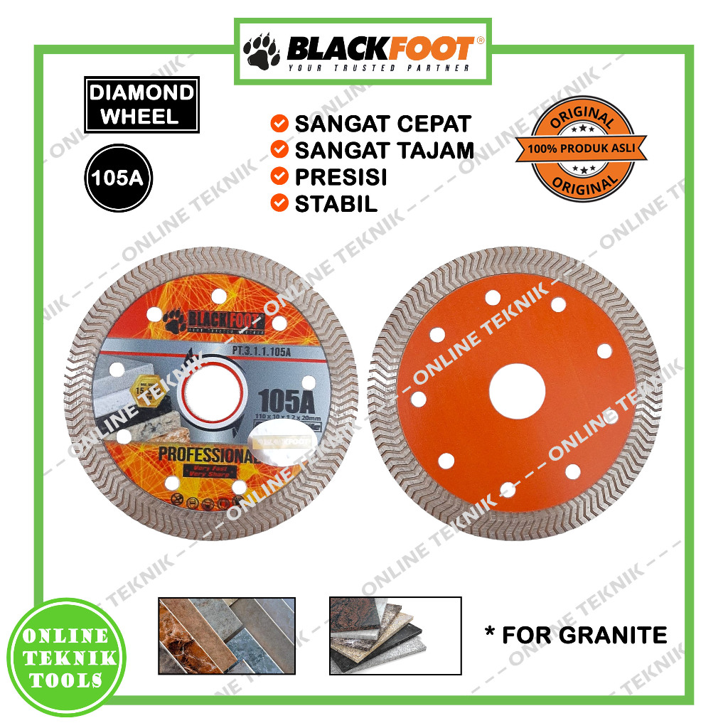 BLACKFOOT Diamond Wheel 105A Mata Potong Granit Keramik 4" / DW Blackfoot Turbo Arrow 105 A ORIGINAL