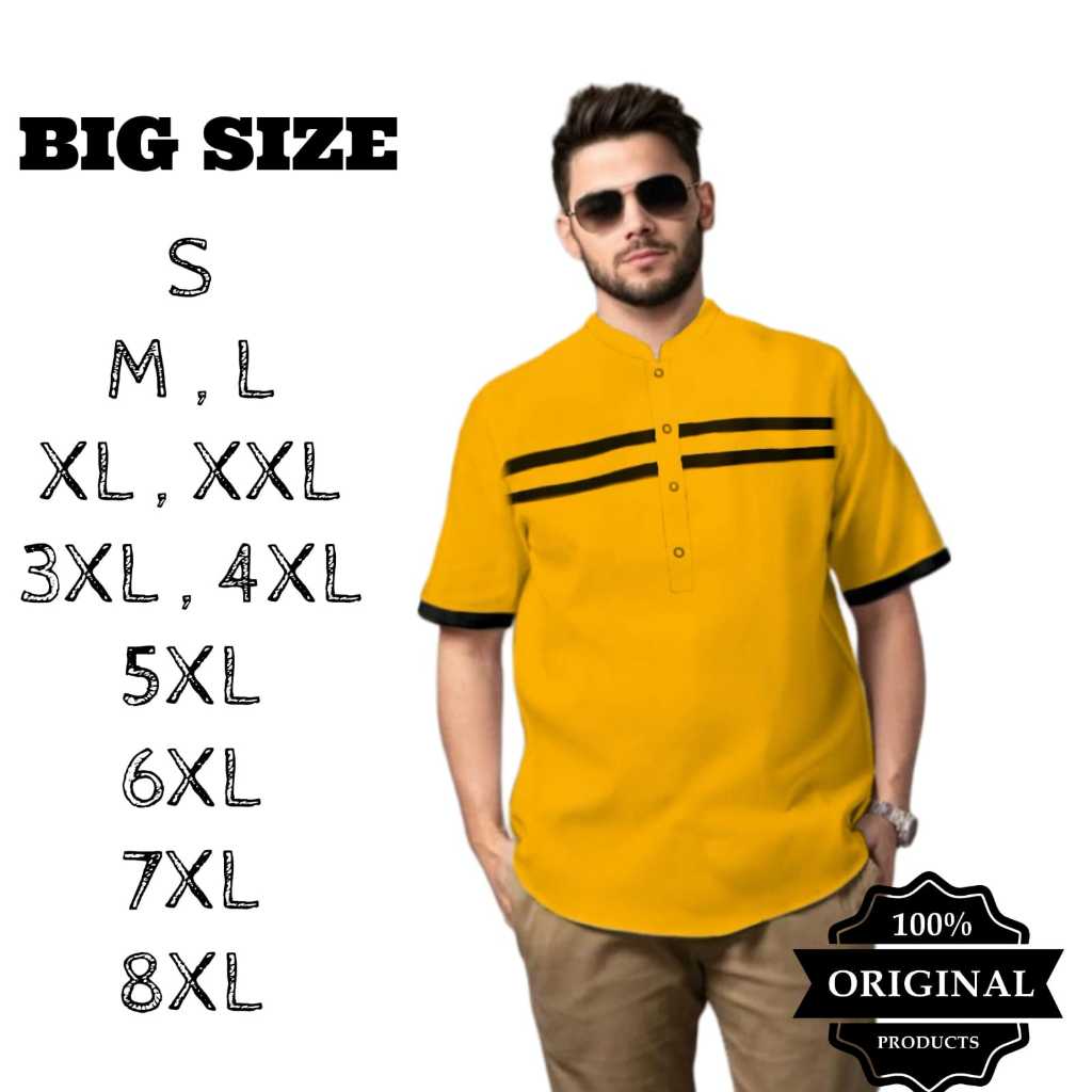 Baju koko kurta warna putih,lemon,wardah terbaru big size,baju koko pria dewasa