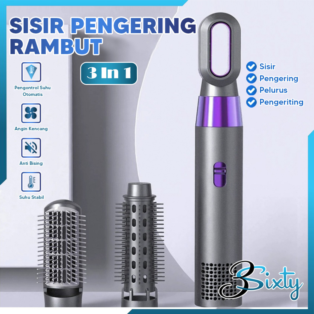 HAIR DRYER SISIR PENGERING RAMBUT BLOW 3 in 1 Hairdryer Comb Portable Rambut Keriting Lurus Wanita L