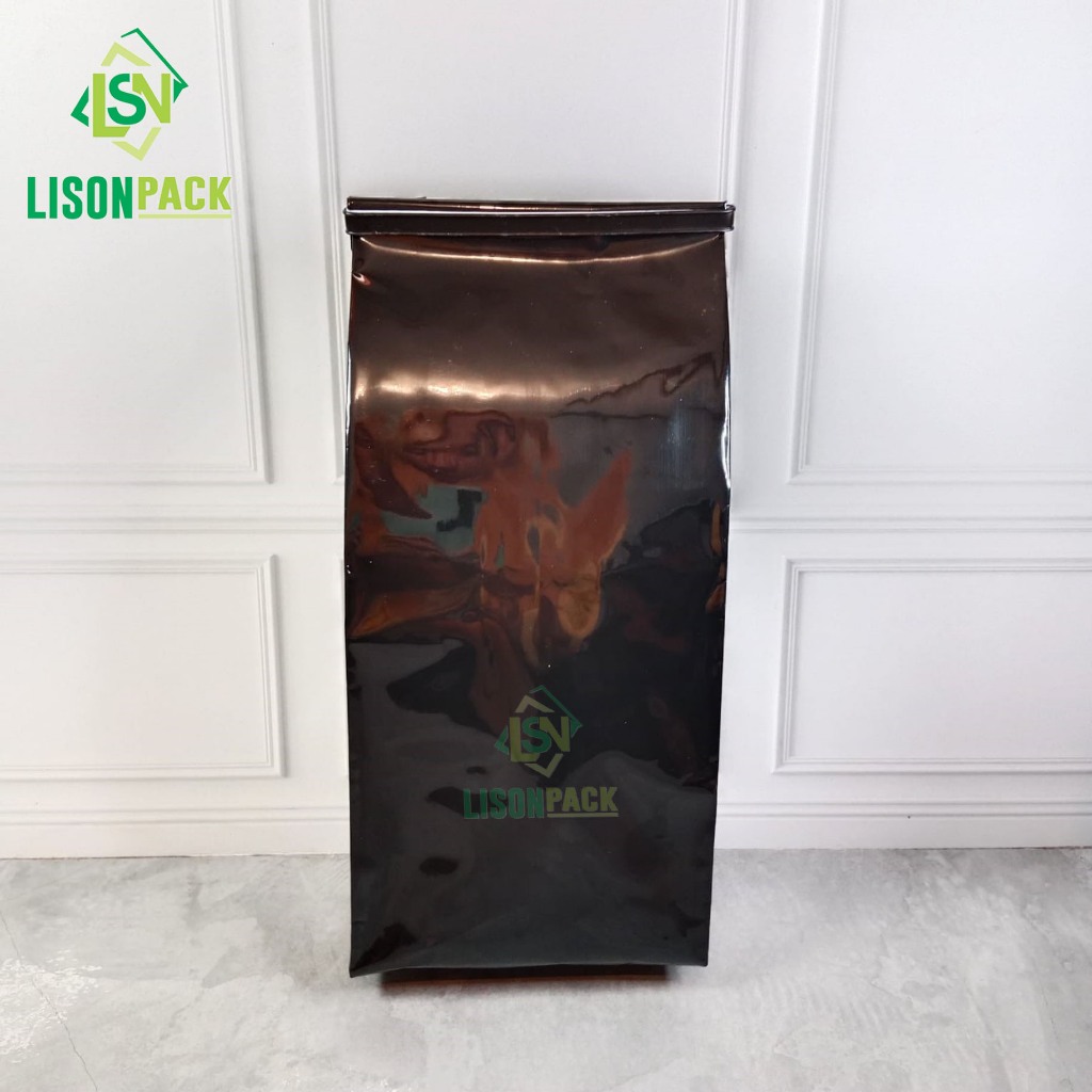 Kemasan Gusset Centerseal Hitam Glosy 1 KG | Kemasan Kopi 1000 GR Aluminium