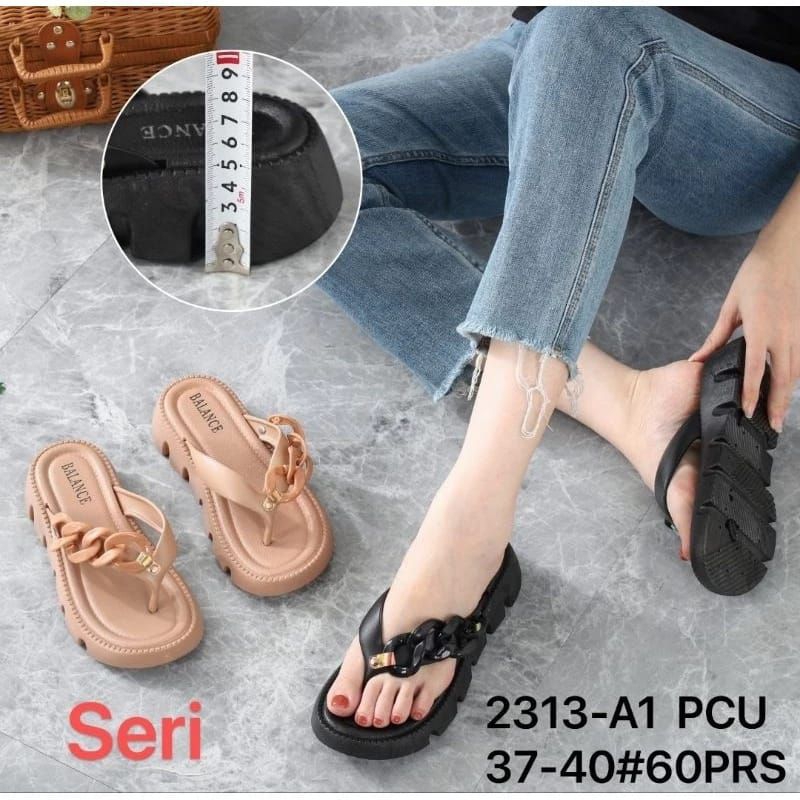 SBI 107 SANDAL JEPIT WANITA KARET JELLY WEDGES PLATFROM TEBAL JEPIT 2239