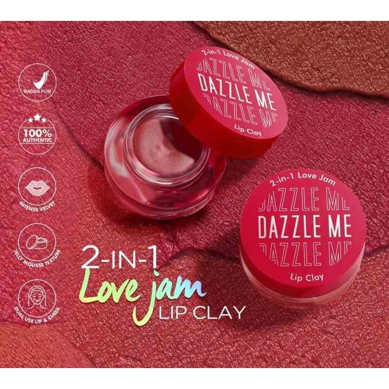 DAZZLE ME 2in1 Love Jam Lip Clay || lipstik blush multifungsi
