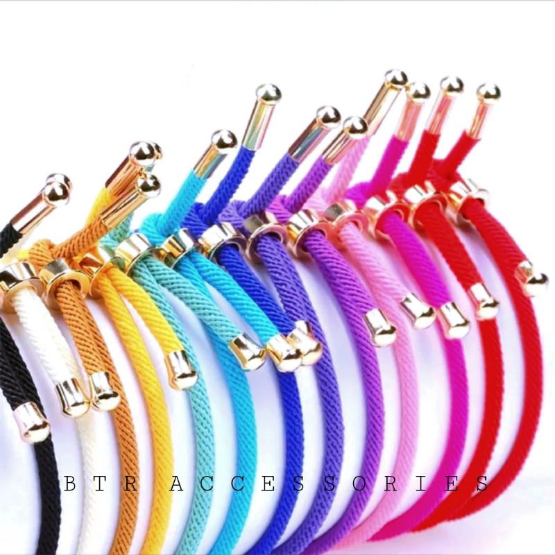 Gelang Tali Serut Titanium Polos / Gelang Tali Untuk Liontin Inisial Terlaris + Karet Pembatas 2 Pic