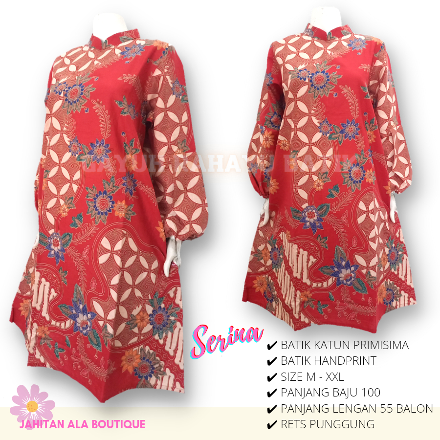 SERINA - Batik Sinaran Dress Batik,  Batik Tunik Atasan Wanita Modern, Tunik Batik Wanita Modern,  B