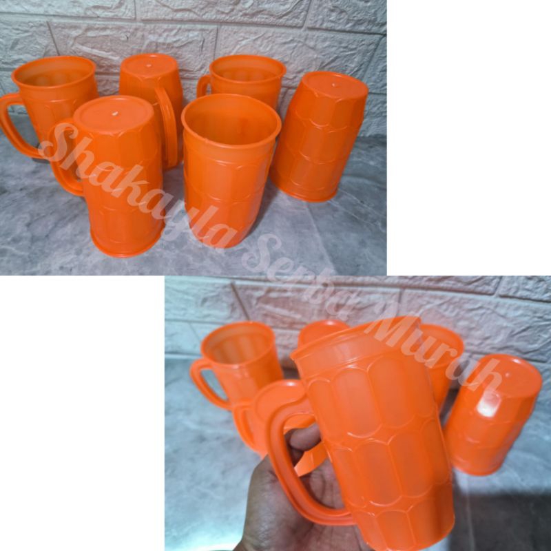 (1 Lusin) Gelas Plastik / Gelas Es Kopi / Mug Cangkir Gelas / Gelas Pegangan Plastik Serbaguna Murah