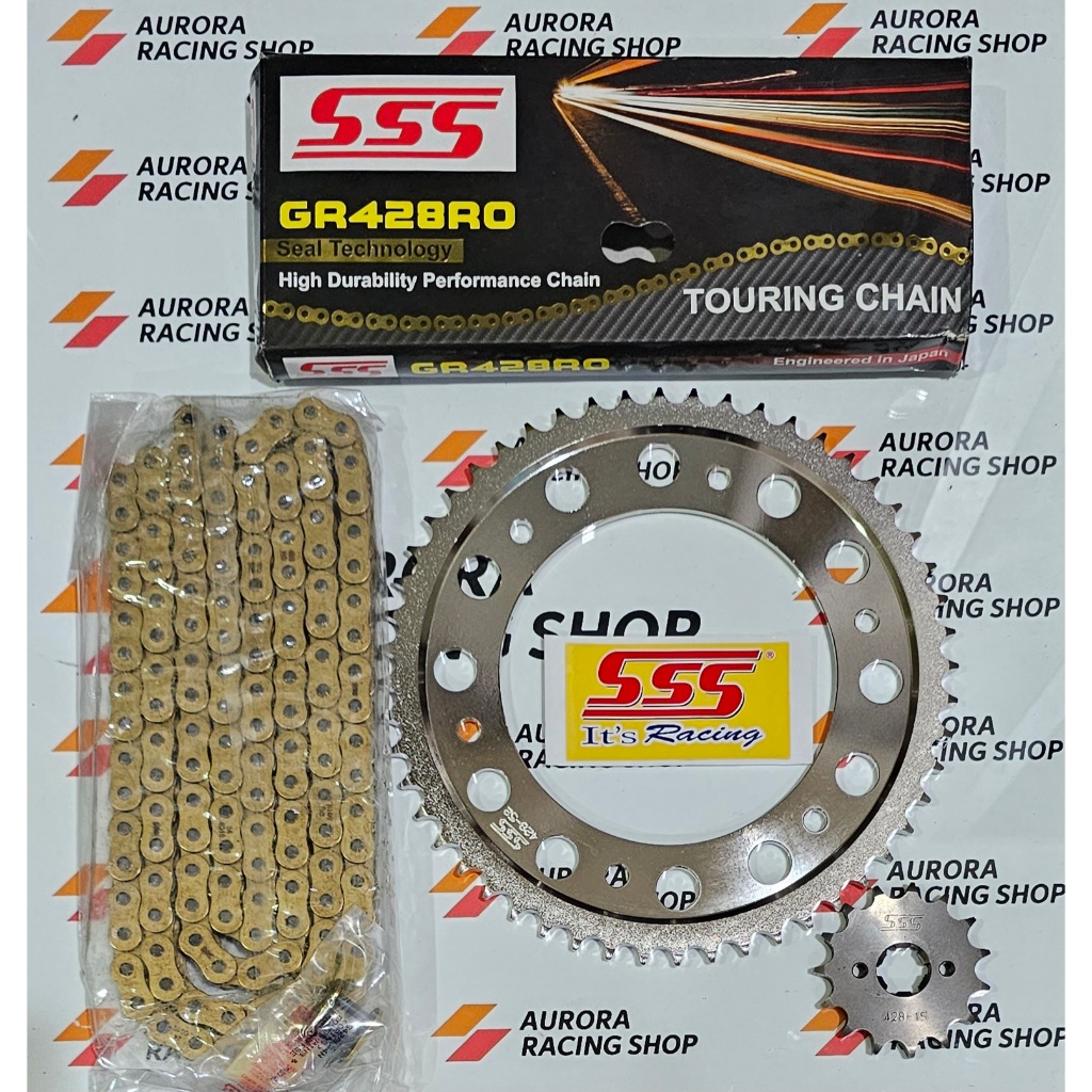 GEAR SET SSS 428 HONDA CRF 150L & RANTAI SSS 428 RO O RING GOLD ORIGINAL