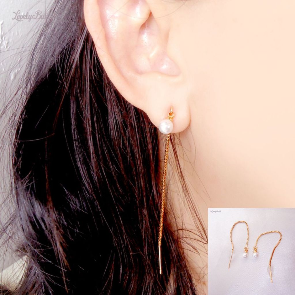 Anting Serut Xuping Anti Karat Rumbai Panjang Model Korea Terbaru Mutiara - Lovelybutik