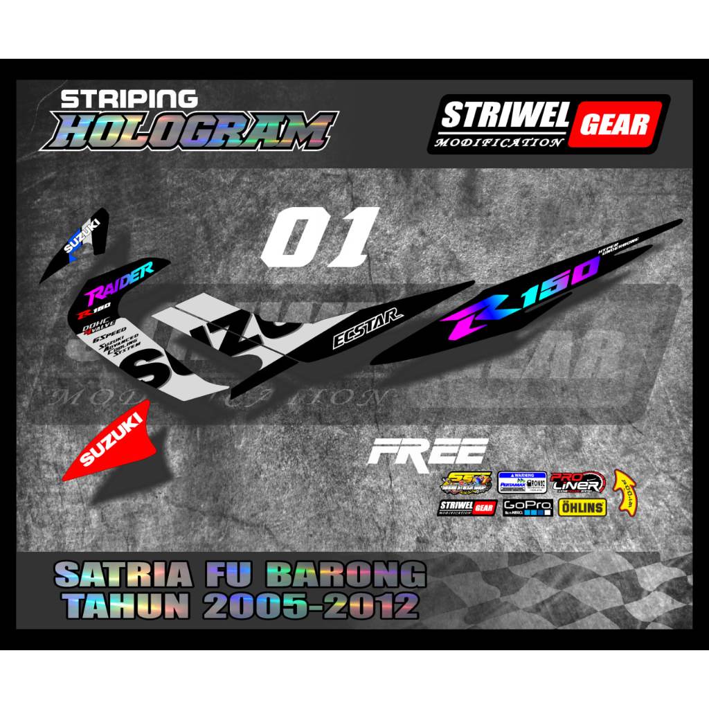 Satria Barong Stiker List Striping Hologram Suzuki Satria FU Barong Raider R150 Tahun 2005-2012