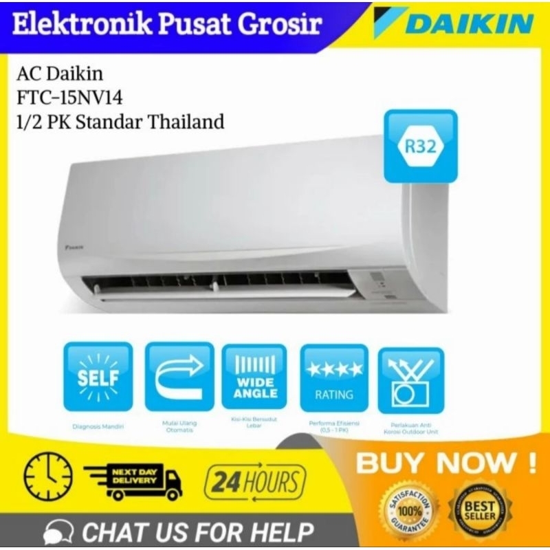 AC DAIKIN 1/2 PK FTC-15NV14 FTC15 STANDAR THAILAND LOW WATT R32