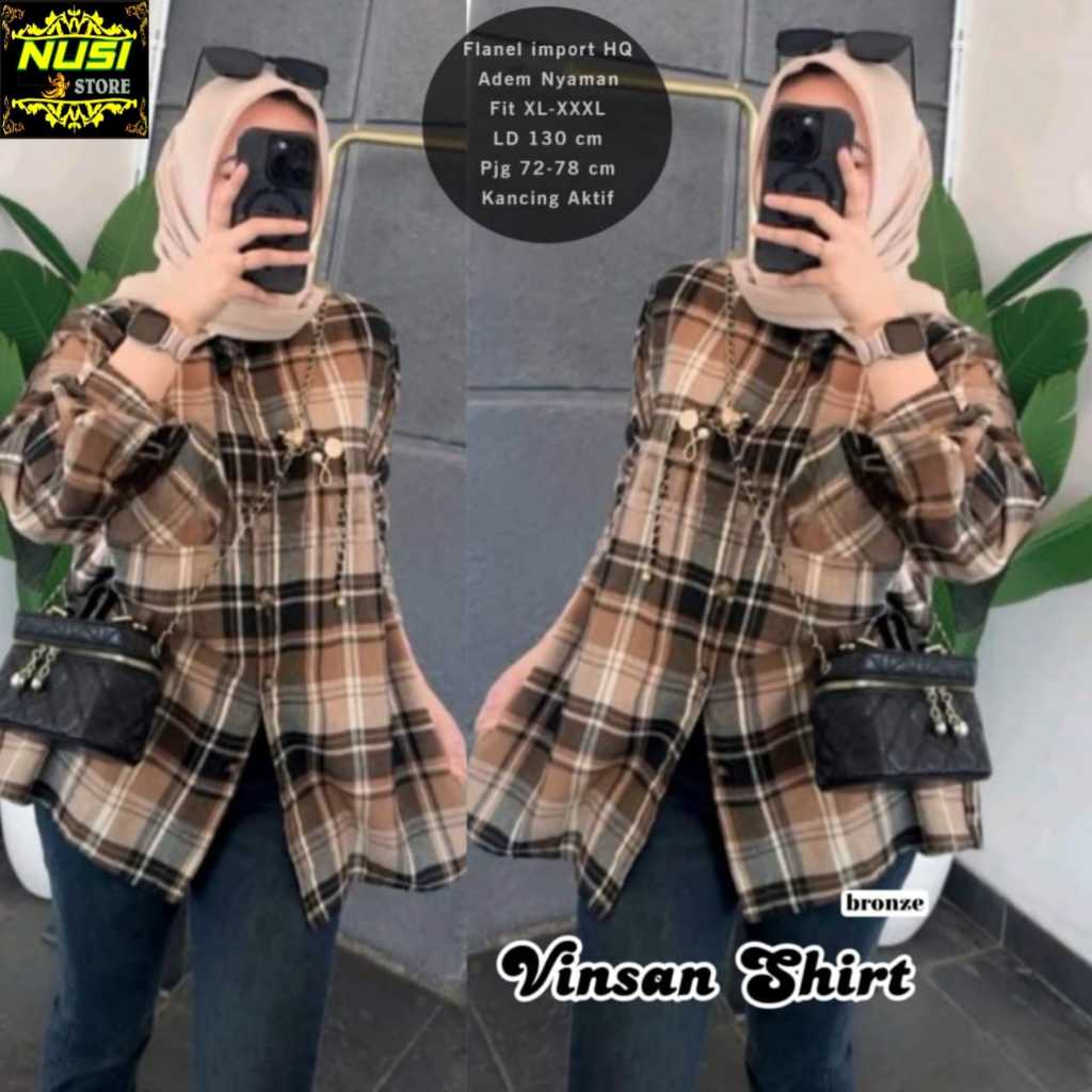 vinsan blouse super jumbo ld 130 bluse bluss blus baju pakaian atasan kemeja flanel wanita perempuan