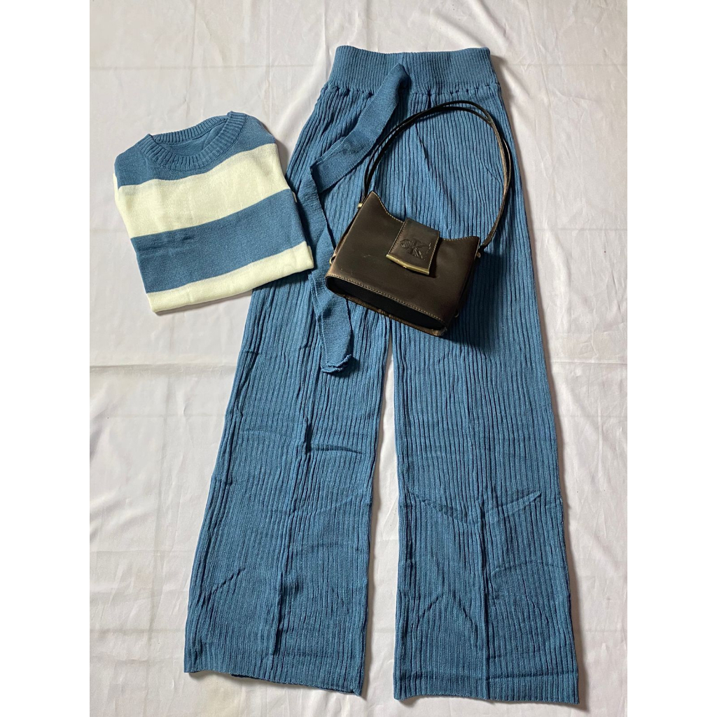 SETELAN RAJUT KEKINIAN/SETELAN WANITA // SETELAN RAJUT WANITA STRIPE