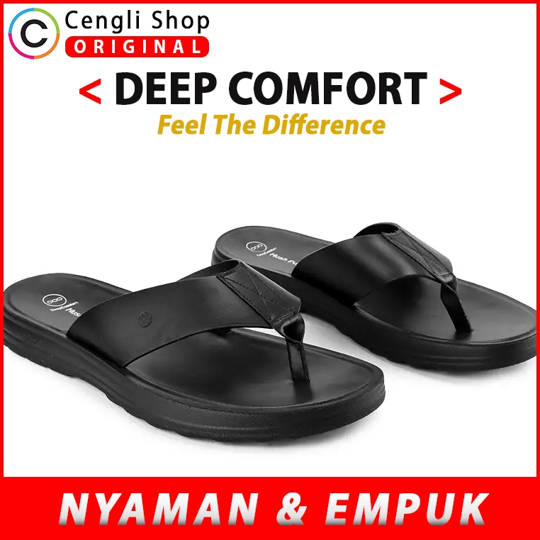 HM15 SANDAL PRIA JEPIT HUSH PUPPIES ORIGINAL SENDAL KULIT ASLI ORI HITAM