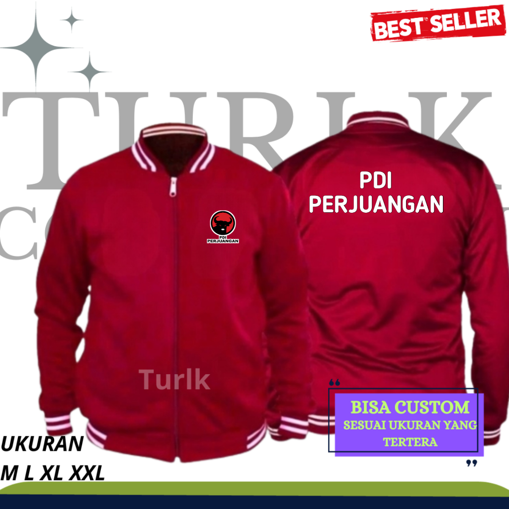 Jaket Partai PDIP Jaket Varsity PDIP Jaket Bahan Flecee