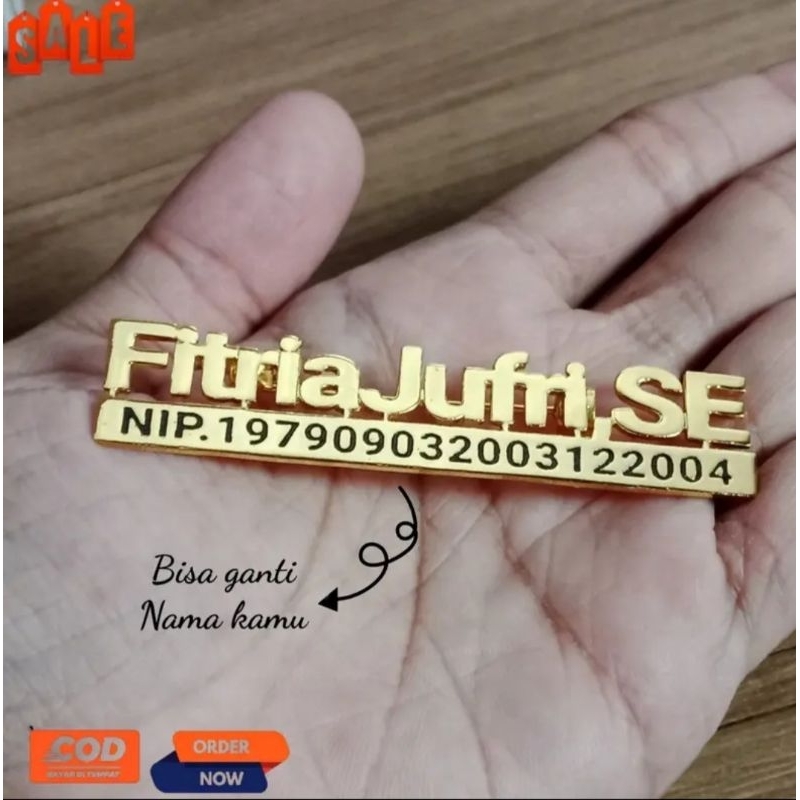Bros Nama Custom Motif Nip Dan Bros Nama Lapis Emas