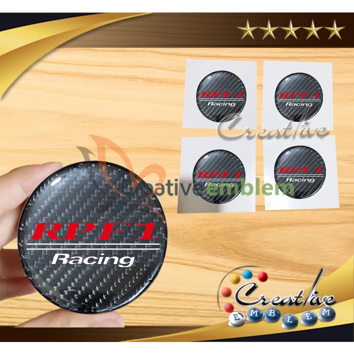 Sticker Timbul Tutup Dop Velg RPF1 Racing Carbon 4 Pcs
