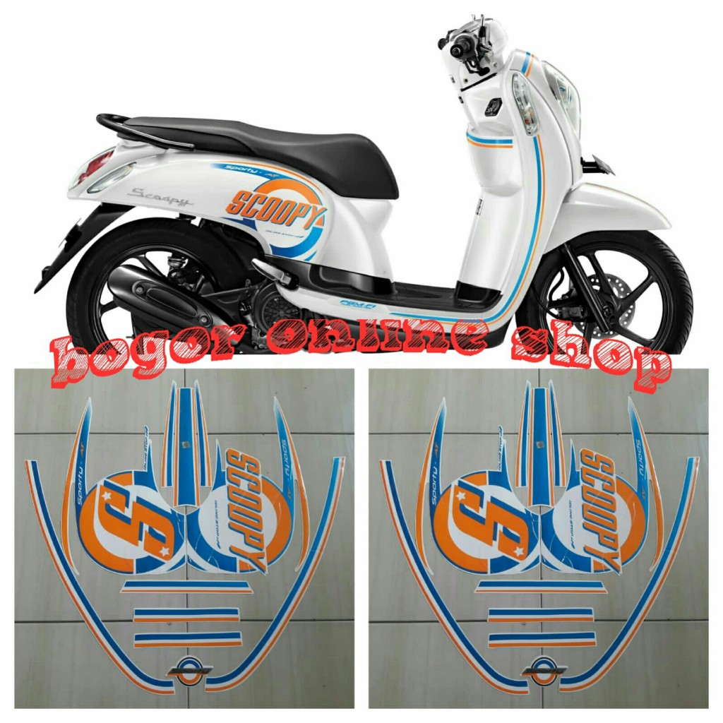 stiker motor scoopy sporty 2015 putih