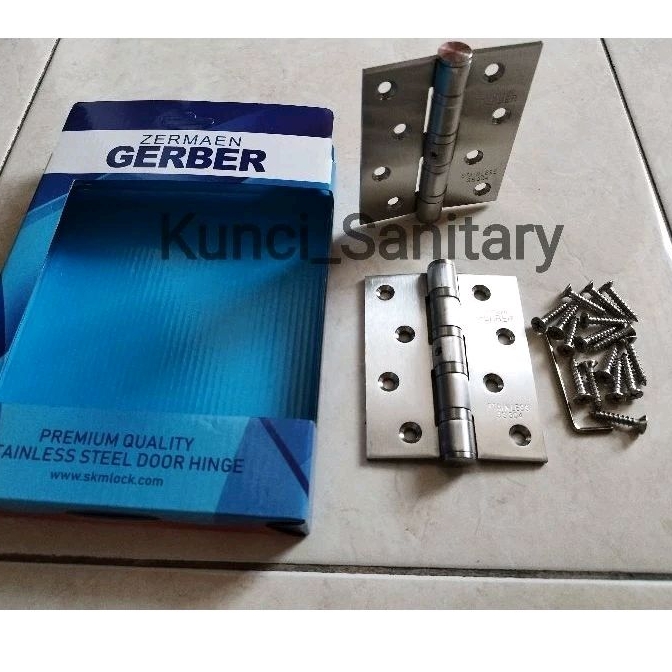 Engsel Pintu 4 Inch Bahan Stainless Merk Gerber / Engsel Kupu-Kupu Stainless Gerber / Engsel Pintu