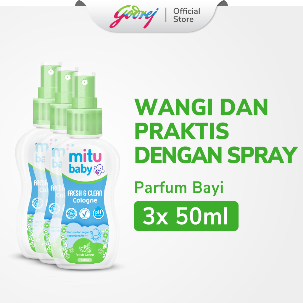Mitu Baby Cologne Fresh Green Spray 50ml x3 - Parfum Bayi