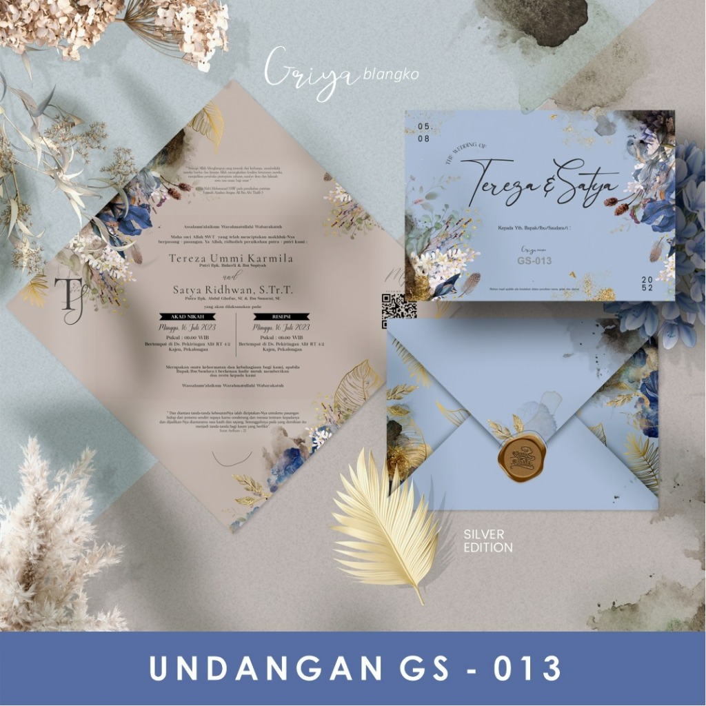 Griya GS 013 Undangan Pernikahan Sudah Cetak Siap Pakai Free Plastik dan Label | Kertas Blangko Unda