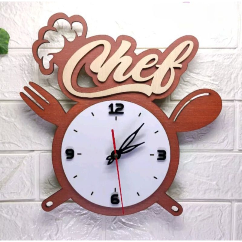 Jam Hiasan Dinding Unik Dapur Huruf Timbul Chef