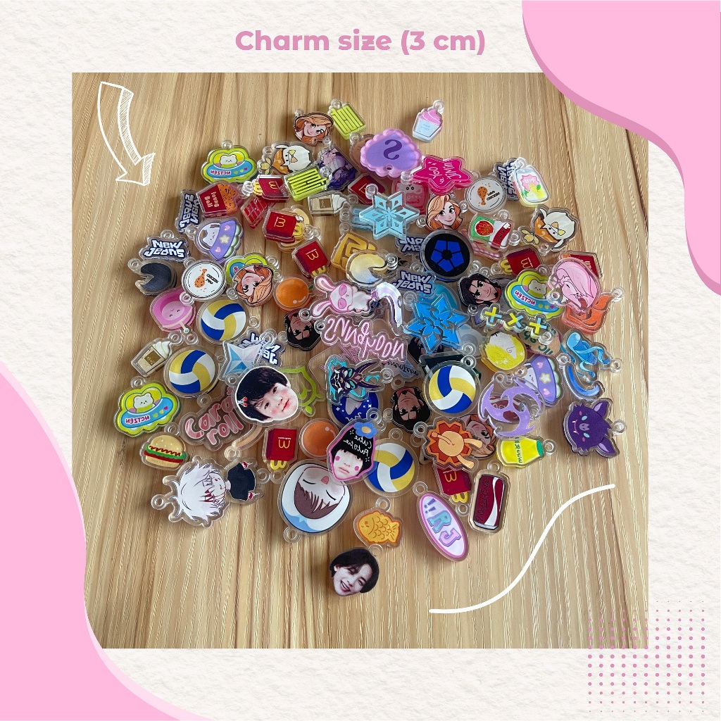 Custom keychain acrylic charm (size 2-3cm)