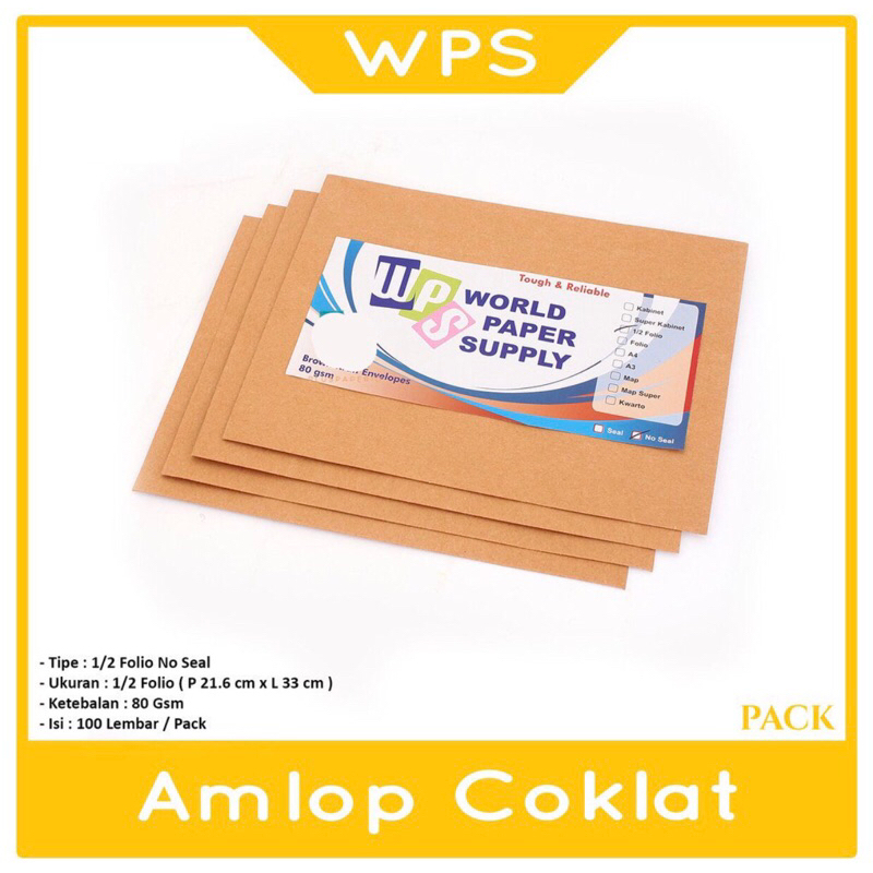 

Amplop Coklat Ukuran 1/2 Folio No Seal - 100 Lembar