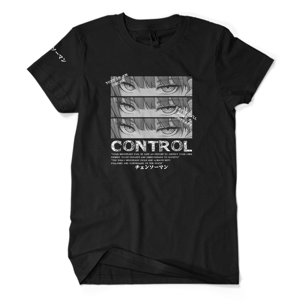 Kaos Distro Premium MAKIMA CHAINSAW MAN CONTROL - Baju Anime Manga Otaku Jepang Japan Unisex Dewasa