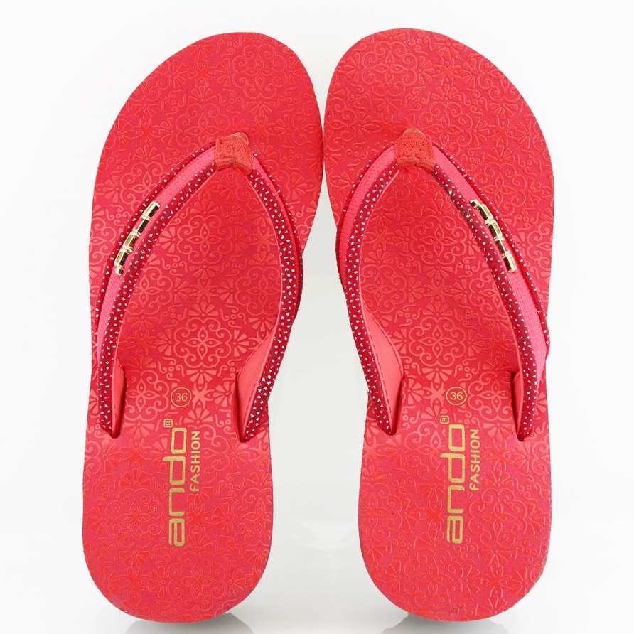 NEW Ando Savira Merah - Sandal Wedges Wanita Terbaru 2024 Rumah Ando